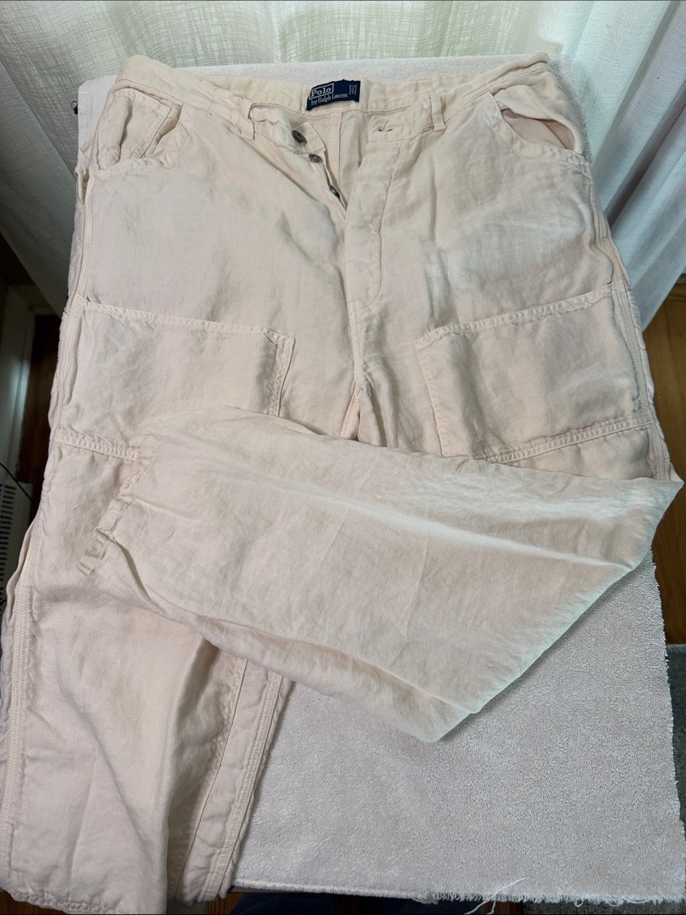Ralph Lauren Men's Linen cargo painters  Pants - Light Cream